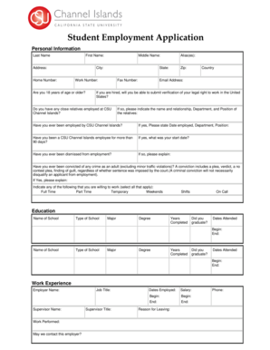 Student Employment Application