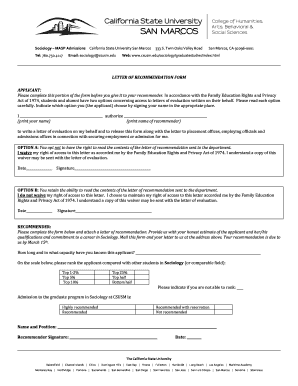 Letter of Recommendation Form