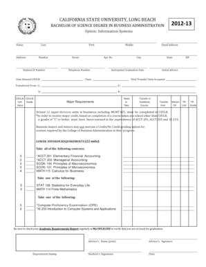 California State University Long Beach Business Administration Degree Requirements