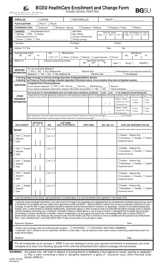 BGSU Healthcare Enrollment and Change Form