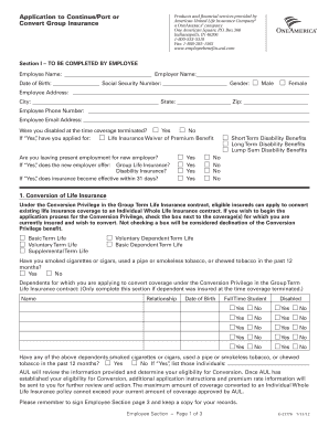 Application to Continue/Port Group Insurance
