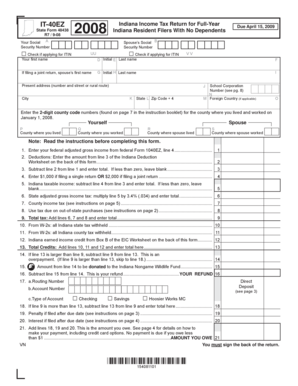 Indiana Income Tax Return IT-40EZ