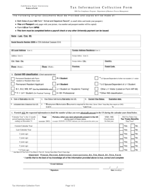 California State University Bakersfield Tax Information Collection Form