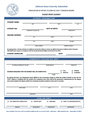 Verification of Intent to Earn AS-T/AA-T Transfer Degree