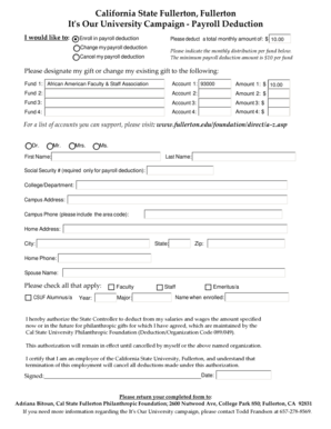 California State Fullerton Payroll Deduction Form