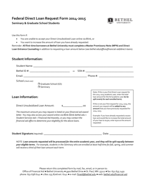 Federal Direct Loan Request Form 2014-2015