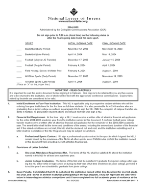 National Letter of Intent 2004-2005