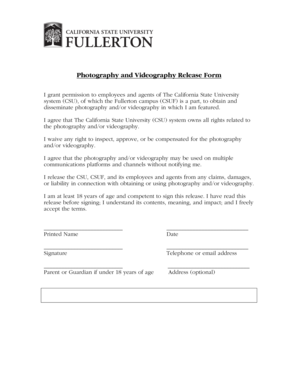 Photography and Videography Release Form