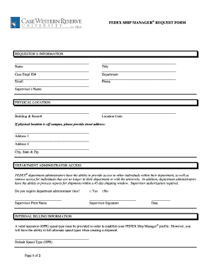 FedEx Ship Manager Request Form