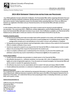2013-2014 Dependent Verification Worksheet