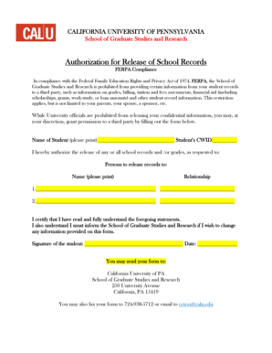 Authorization for Release of School Records