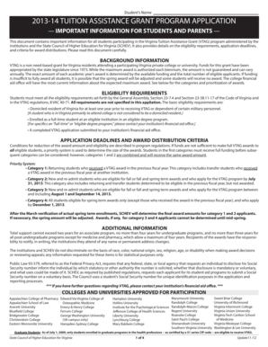 Virginia Tuition Assistance Grant Application