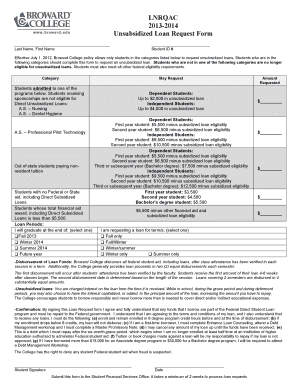Unsubsidized Loan Request Form