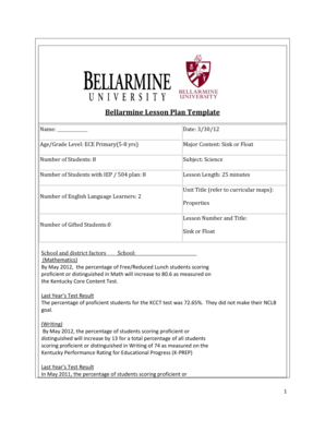 Lesson objectives examples - Bellarmine Lesson Plan Template