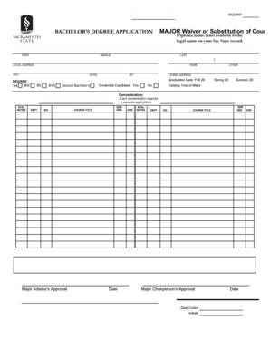 California Bachelor's Degree Application