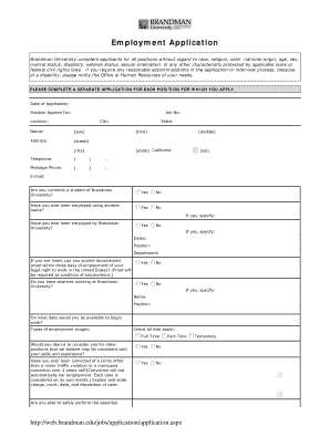 Brandman University Employment Application
