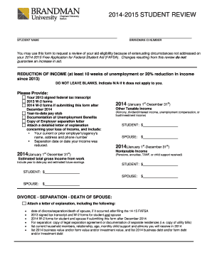 2014-2015 Student Review Form