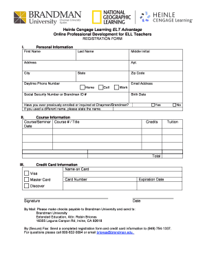 Heinle Cengage Learning ELT Advantage Registration Form