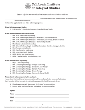 Letter of Recommendation Instruction & Release Form