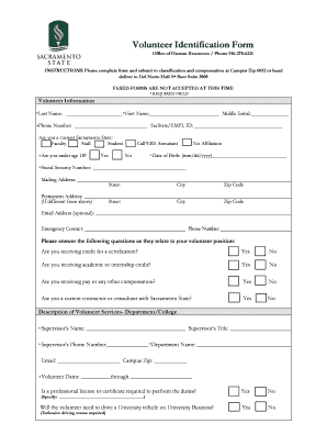 Volunteer Identification Form