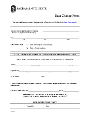 Student Data Change Form