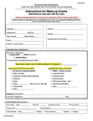 Sacramento State Make-up Exam Form