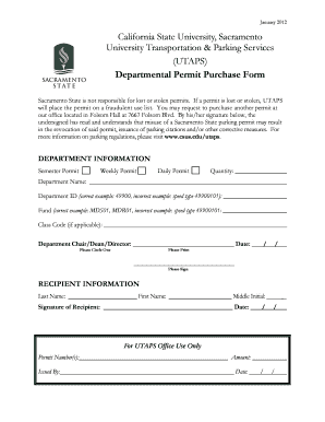 California State University Departmental Permit Purchase Form