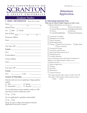 Graduate Studies Application Form