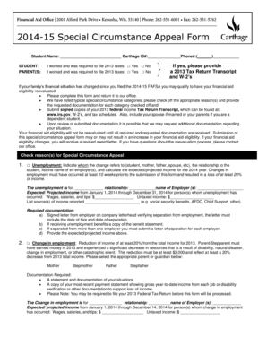 2014-15 Special Circumstance Appeal Form