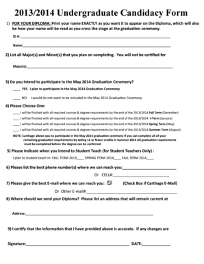 2013/2014 Undergraduate Candidacy Form