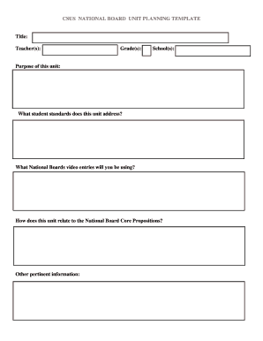 CSUS National Board Unit Planning Template