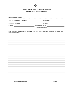California Mini-Corps Student Community Service Form