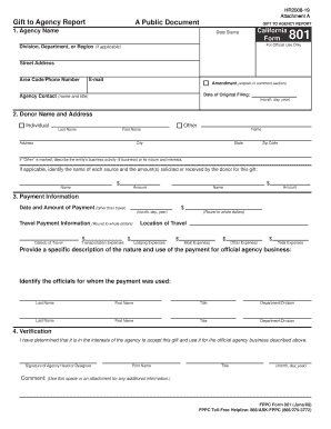California Gift to Agency Report Form 801