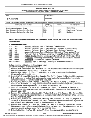 Biographical Sketch Form