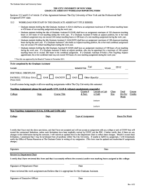 Graduate Assistant Workload Reporting Form