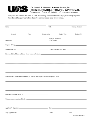 California State University Travel Approval Form