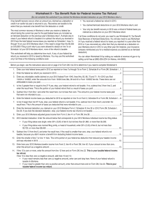 Montana Tax Benefit Recovery Worksheet