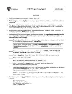 2013-14 Dependency Appeal Form