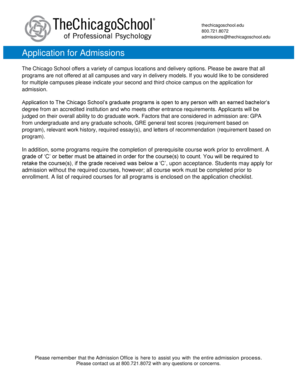 Application for Admission to The Chicago School