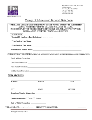 Change of Address and Personal Data Form