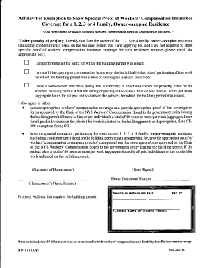 Affidavit of Exemption for Workers' Compensation Insurance