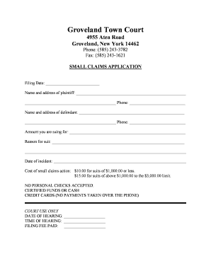 Small Claims Application