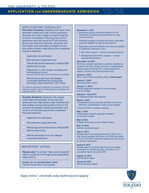 University of Toledo Undergraduate Application