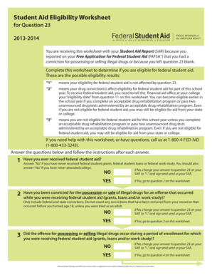 Student Aid Eligibility Worksheet