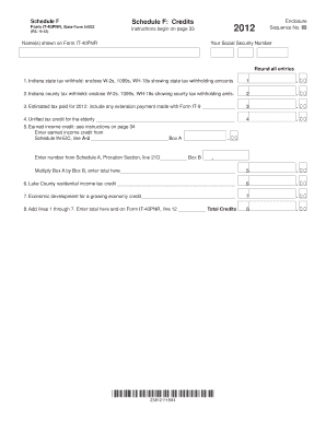 Indiana Schedule F Credits Enclosure