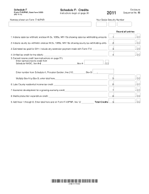 Indiana Schedule F Credits Enclosure
