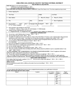 Greater Los Angeles County Vector Control District Job Application