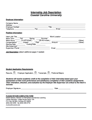 Internship Job Description Form