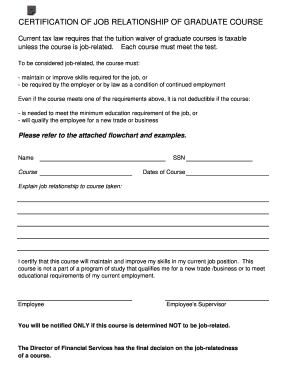 Certification of Job Relationship of Graduate Course