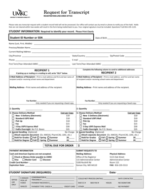 Request for Transcript Form